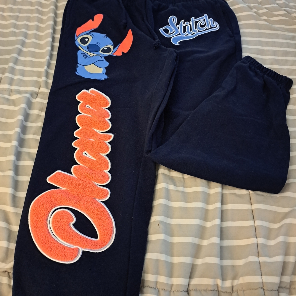 Stitch Navy Joggers with Orange Accents